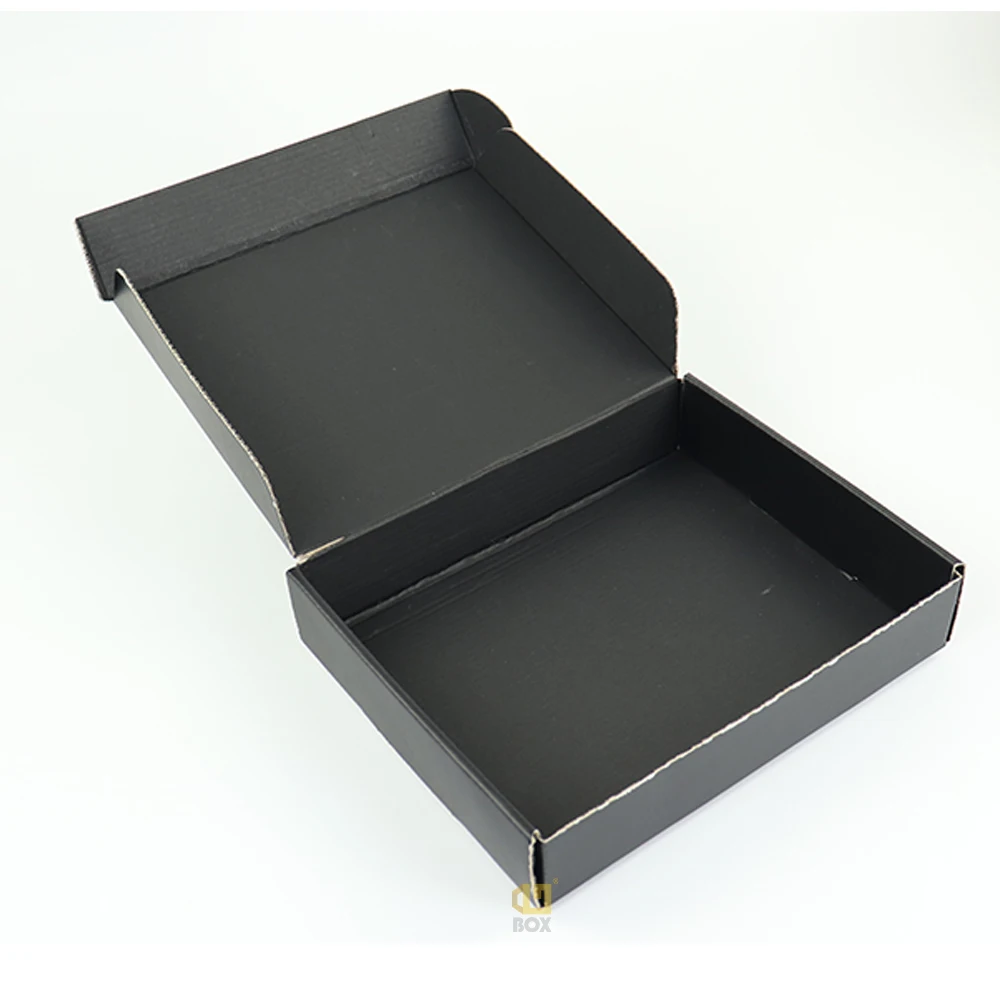 

Eco Friendly Wholesale Large Clothing Cardboard Gift Box Elegant Matte Black Custom Printed Corrugated Mailer Shipping Boxes, Customized color