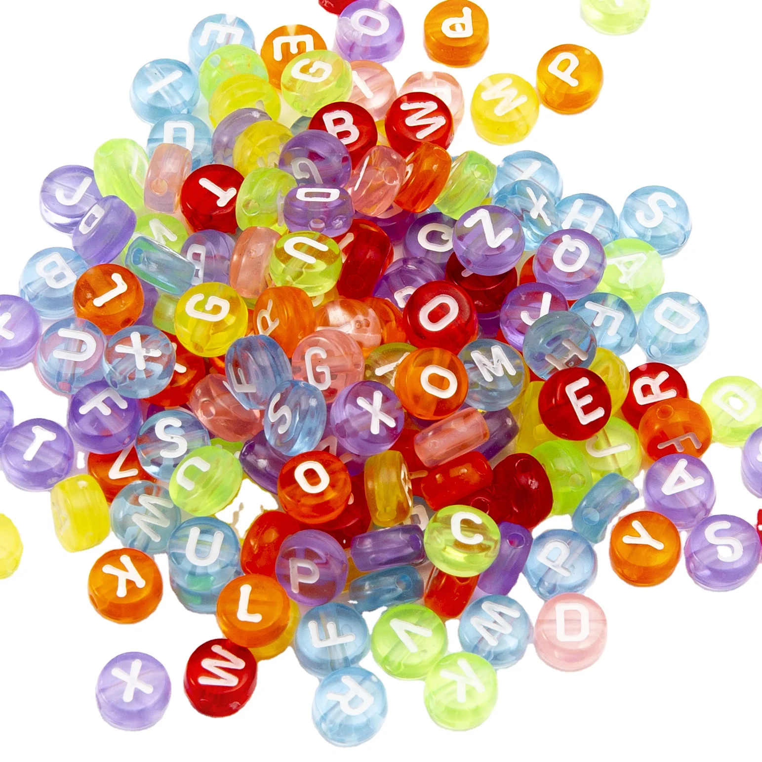 

acrylic letter beads transparent candy color flat round DIY Educational Toys Beaded accessories 8181#