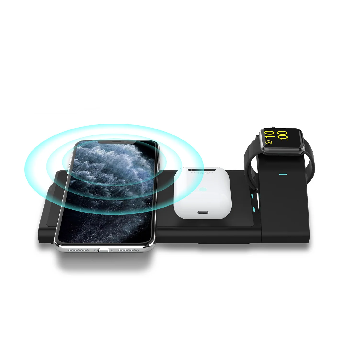 

nopb Type-C Tipo usb-c Type C Charger Cord Carregador Celular Wireless Phone Charger Qi 3 in 1 Foldable Wireless Charger, Black white