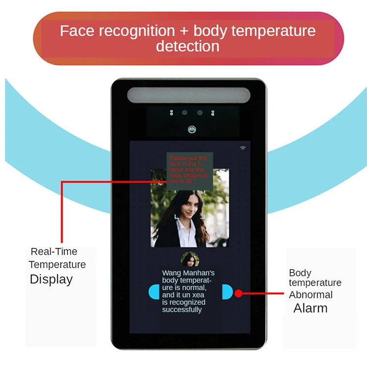 New Product 8 Inch LCD Screen Thermometer Intelligence Recongization Body Temperature And Alarm