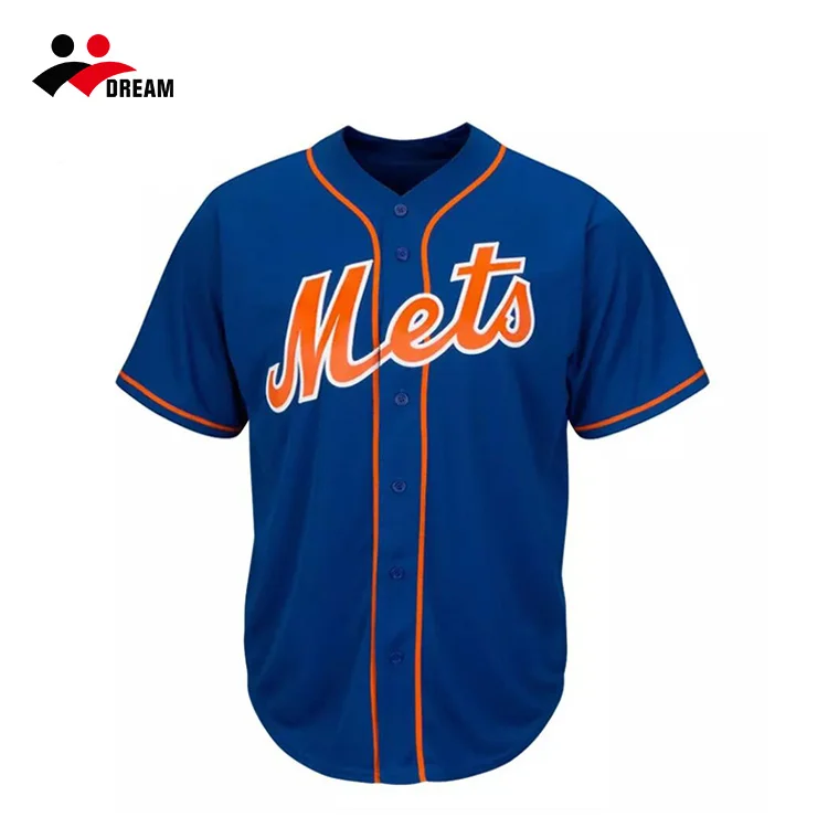 运动服  棒球和垒球服      定制蓝色印花男士棒球衫 我们的棒球球衣