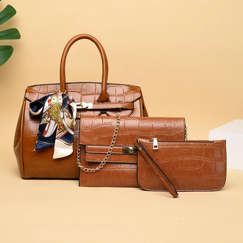 

2019 new 3pcs set bag leather handbag for elegant OL set bag Promotion