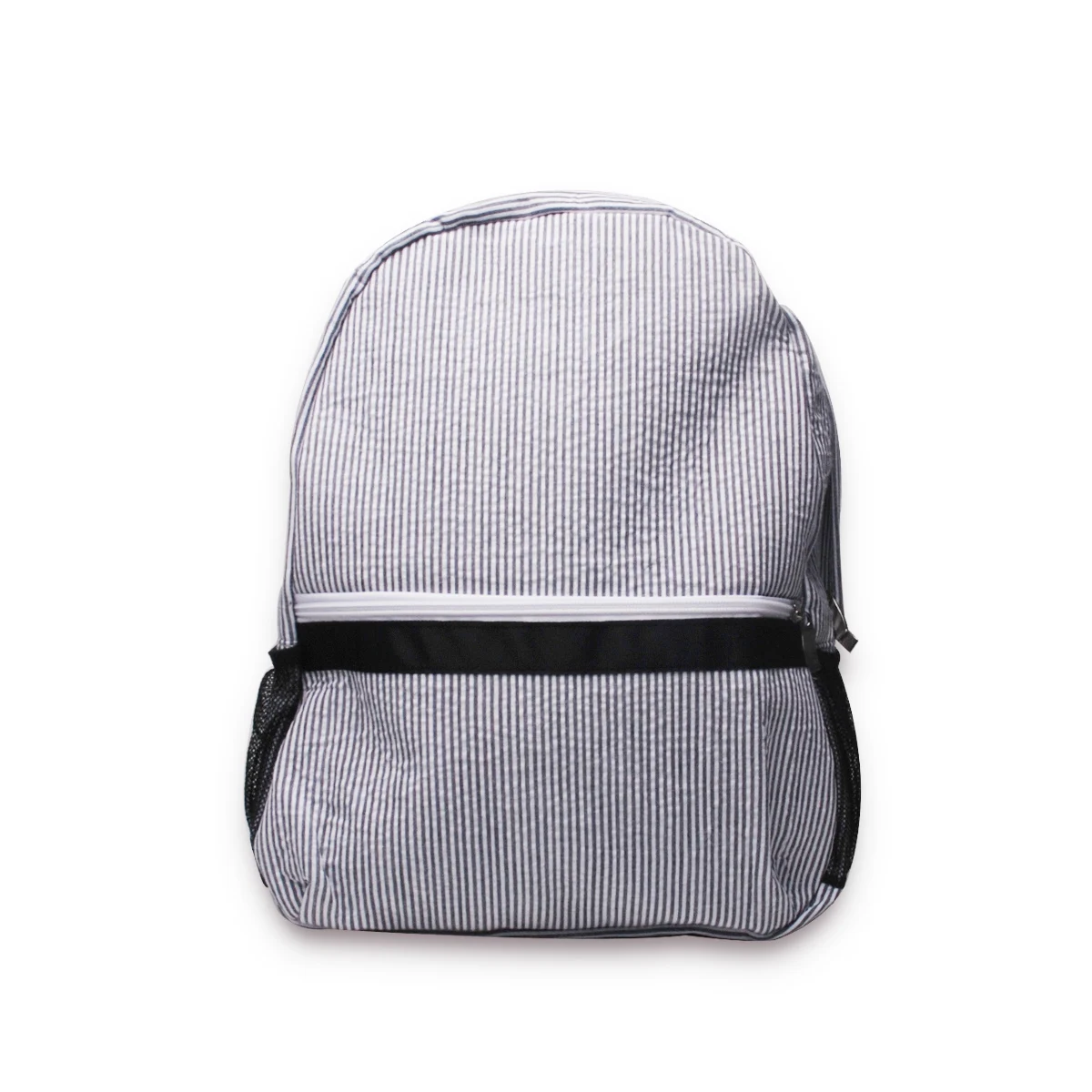 

READY TO SHIP Functional Seersucker Cotton Backpack School Cotton Seersucker Tote, Stripes black with white