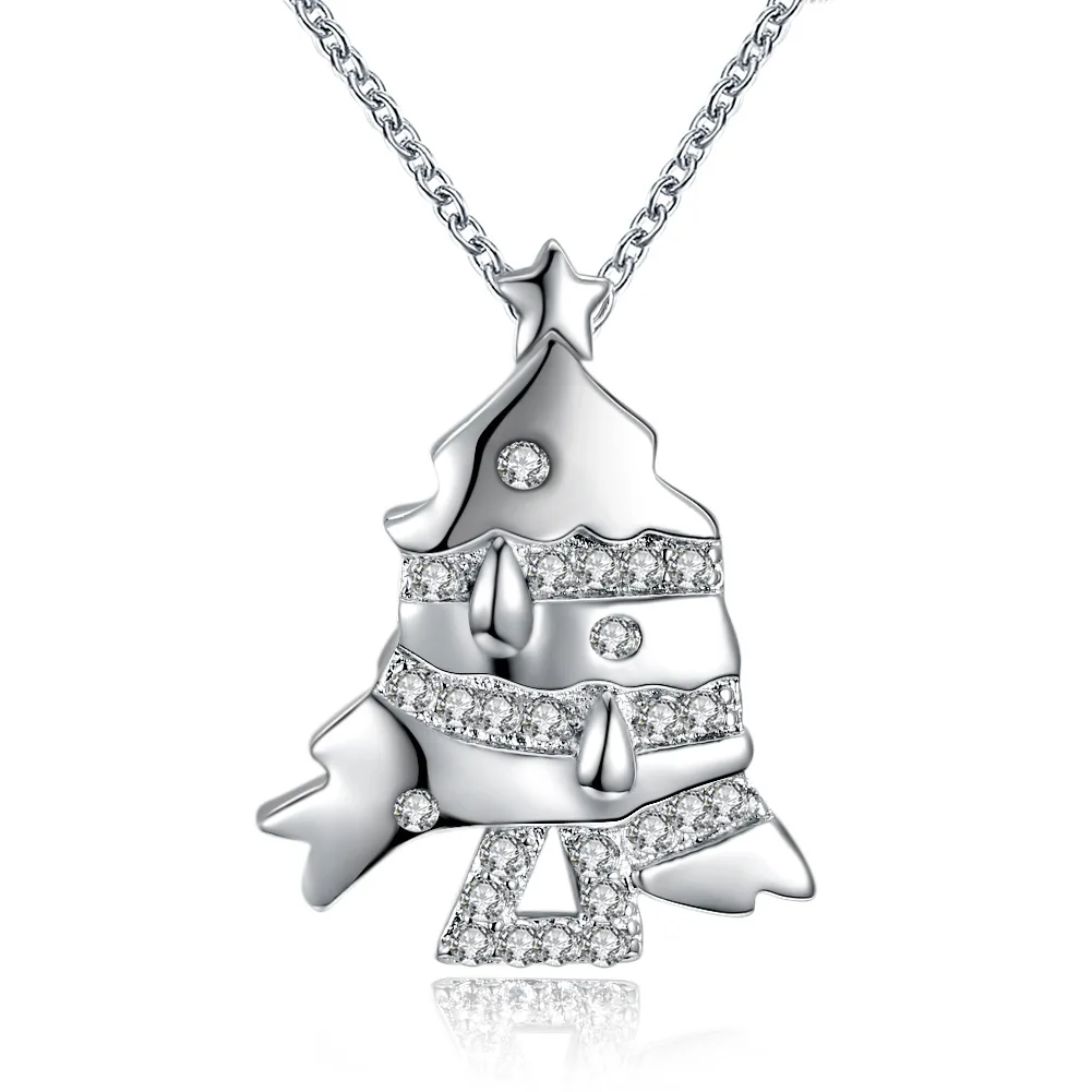 

Christmas Tree Ladies Pendant Small Fish Shape Platinum-Plated Necklace