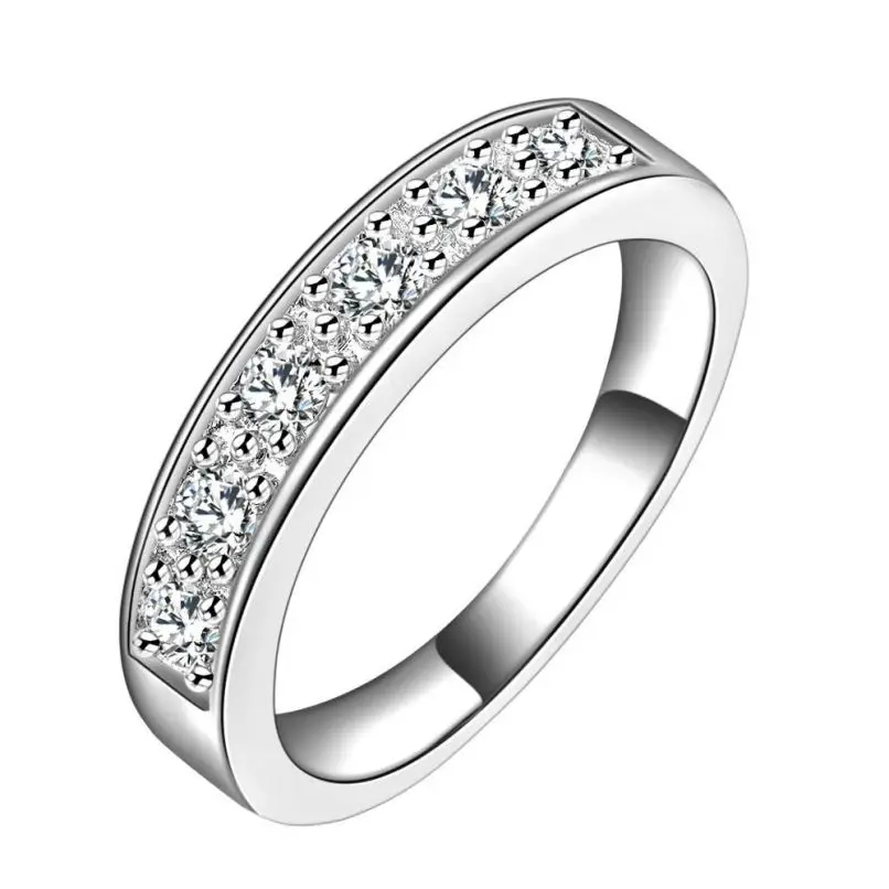 

Silver Jewelry Rings Suppier White Cz Stone Micro Paved Jewelry Factory Women Band Rings Wholesale Platinum Wedding Jewelry