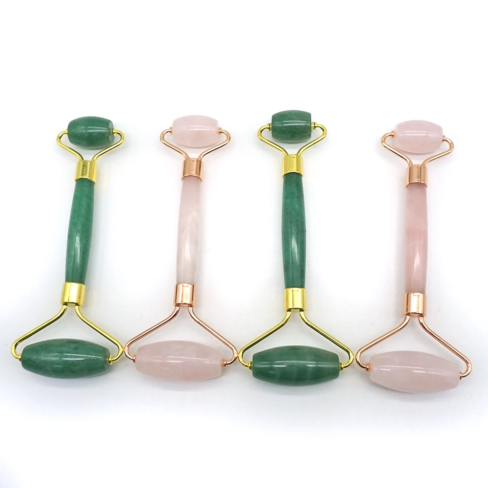 

wholesale massager green pink rose quartz stone facial jade roller for face