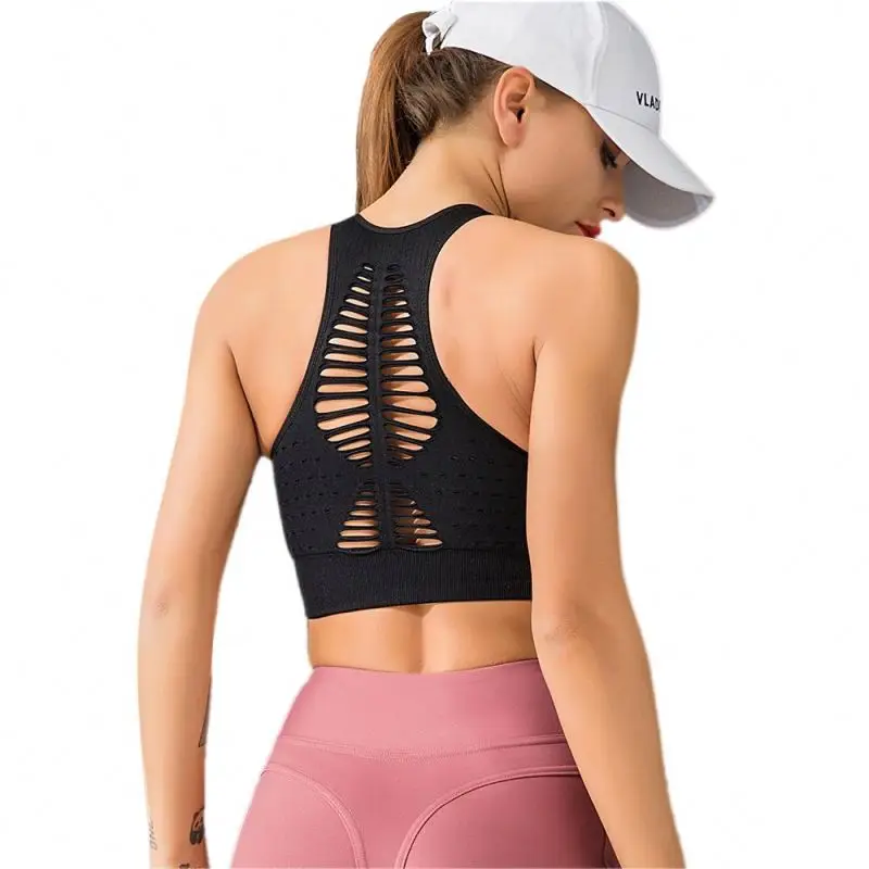 

Seamless Yoga Fitness Women Adjustable Horizontal Strap Wrap Sports Bra