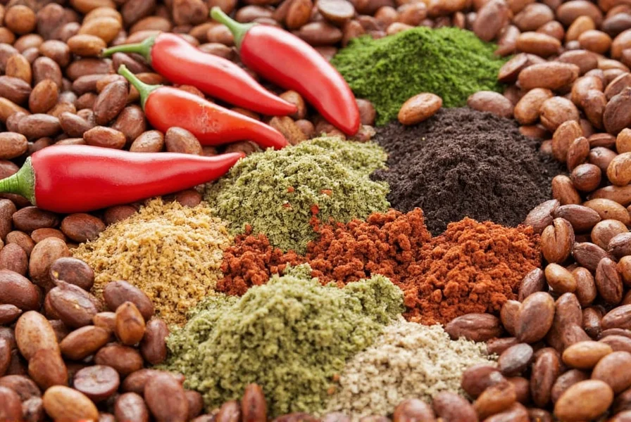 Side-by-side comparison of different chili powders