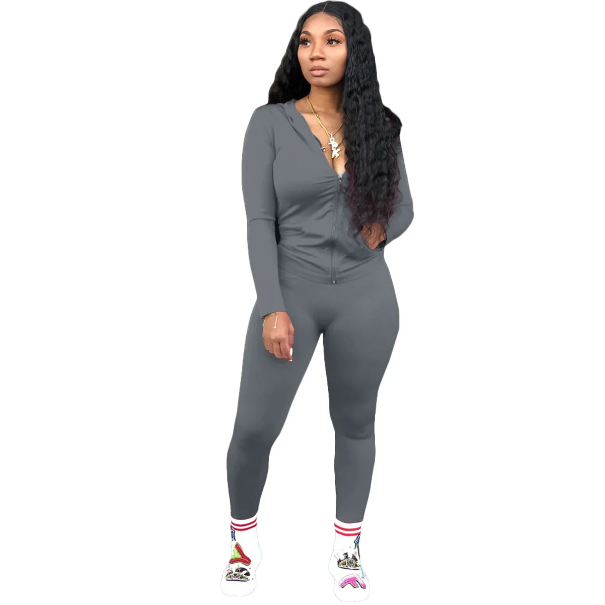 

Trending products 2021 new arrivals Ladies Sports Apparel Hoodie Long Sleeve Women Clothing Tracksuit Joggers Suits Set, Picture shows