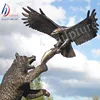 Life Size Cast Bronze Bear Eagle Fighting For Fish Sculptures