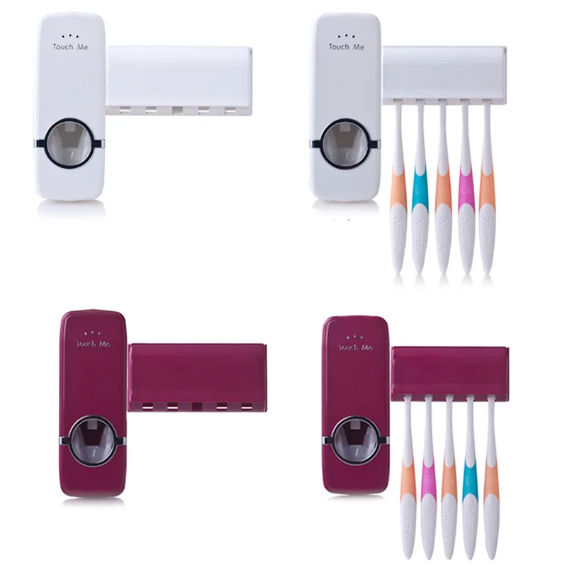

Toothbrush Wall Mount Rack Bathroom Tools Set Bathroom Accessories Set Toothbrush Holder Automatic Toothpaste Dispenser Holder
