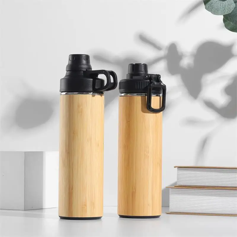 

Bamboo lid water bottle, stainless steel water sports bottle thermos stainless steel water bottle with bamboo lid 500ml, Transparent