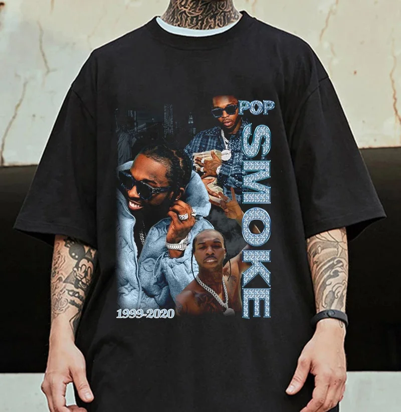 

Wholesale Drop Shoulder Heavy Cotton Harajuku Pop Smoke Snoop Dogg Hip Hop Clothes Oversized Men' T-shirt