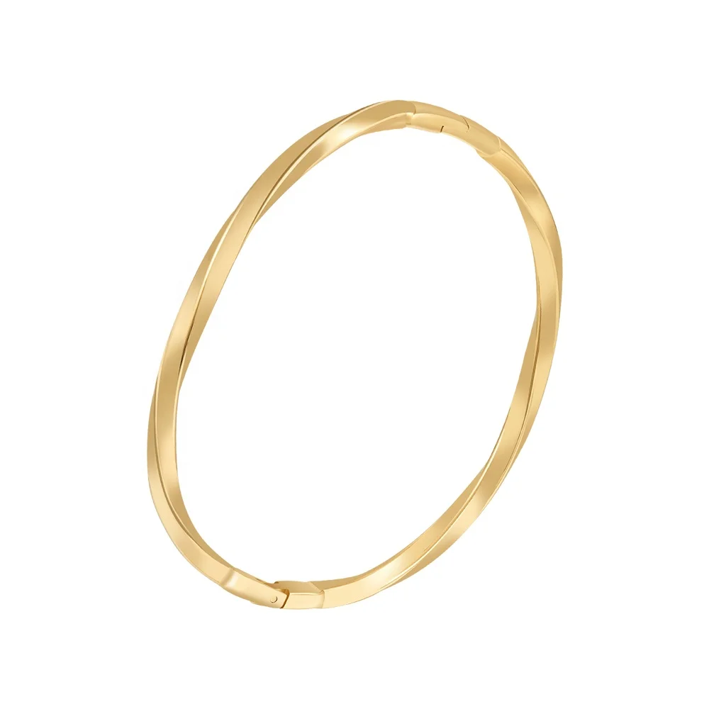 Latest 18K Gold Plated Stainless Steel Jewelry Irregular Geometric Thin Twisted Shape Bangle Trendy For Women Bracelet B232362