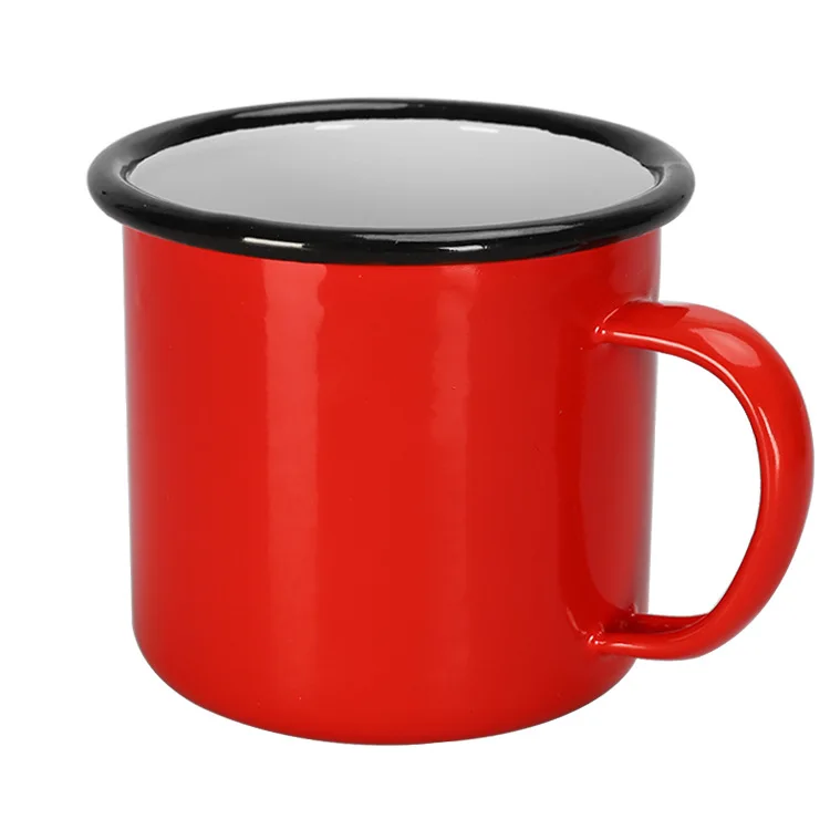 

MIKENDA Large Ceramic Enamel Mug 440ML Enamel steel cup Ceramic Mugs, Blue, red, pink