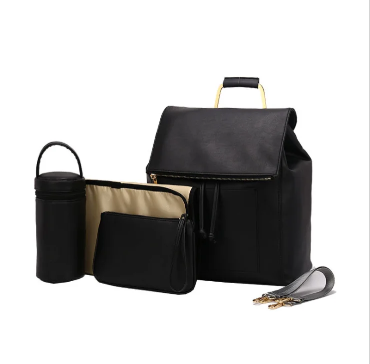 

Soft leather multi-Function diaper bag backpack mummy nappy backpack with urinal pad