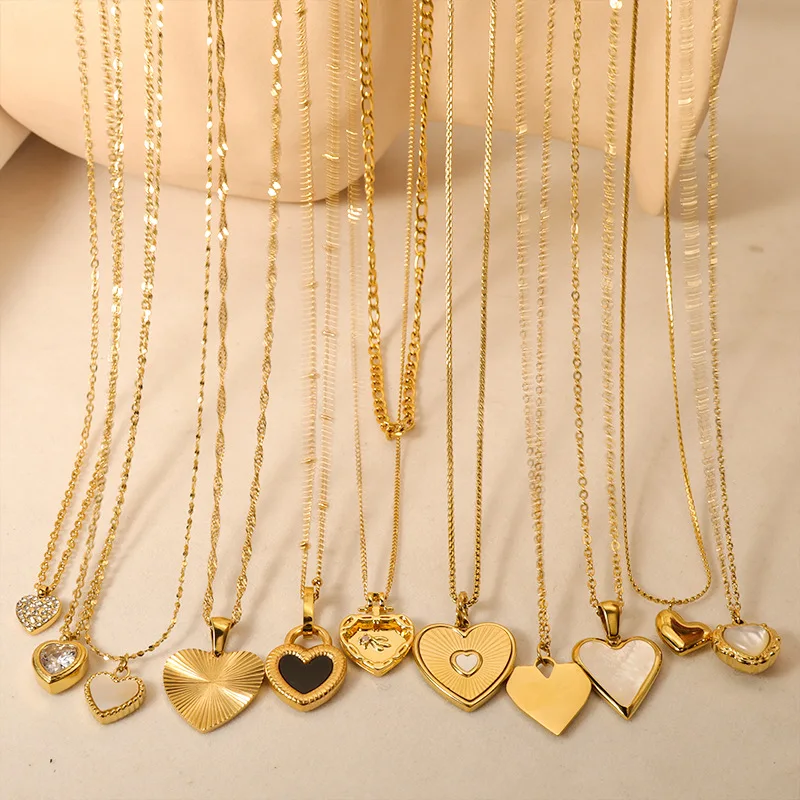 

Korean Version Stainless Steel Heart Fritillaria Pendant Necklace Light Luxury Gold Women's Collarbone Chain Party Jewelry