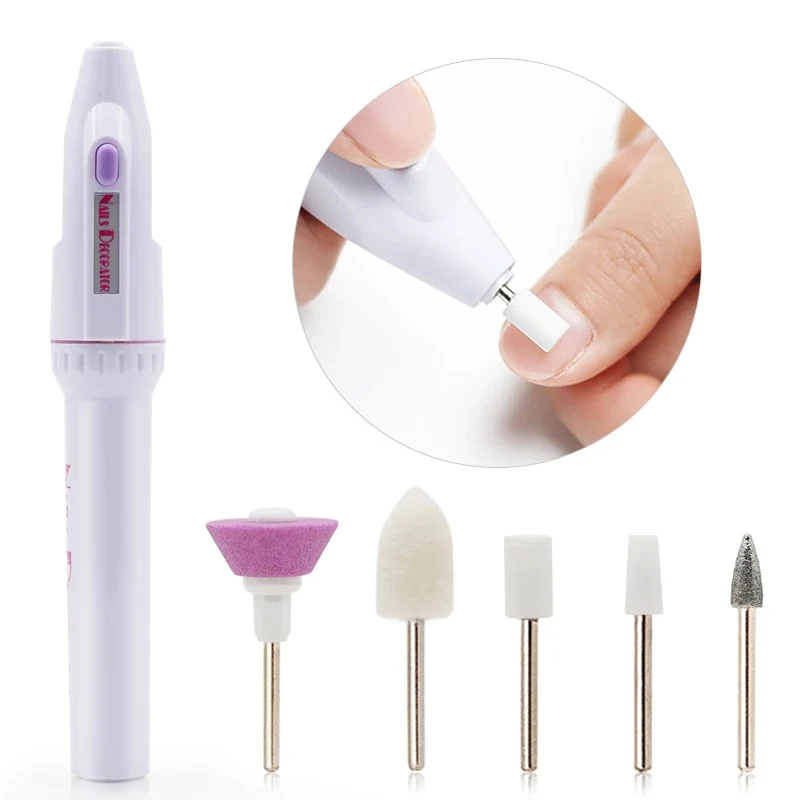 

Private Label Mini Portable Electric Nail Manicure Pedicure Tools Set 5 In 1 Nail Polishing Sanding Drill Grinder Machine Kit