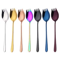 

304 gold plating metal spork stainless steel salad serving spoon