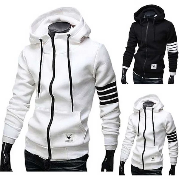Men's Sportswear Slim Fit Zipper Up Tracksuit Sweatshirt Hoodies