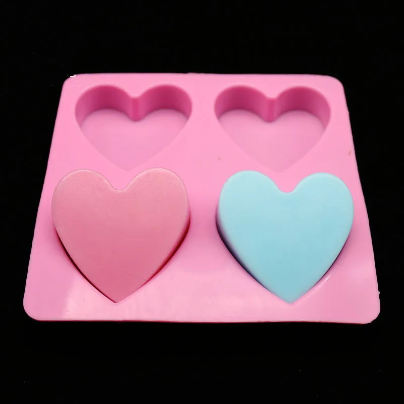 

Diy 4 Holes Heart Shape Silicone Soap Molds For Hand Make Baking Cooking Tools Molde Chocolate Kitchen Accessories