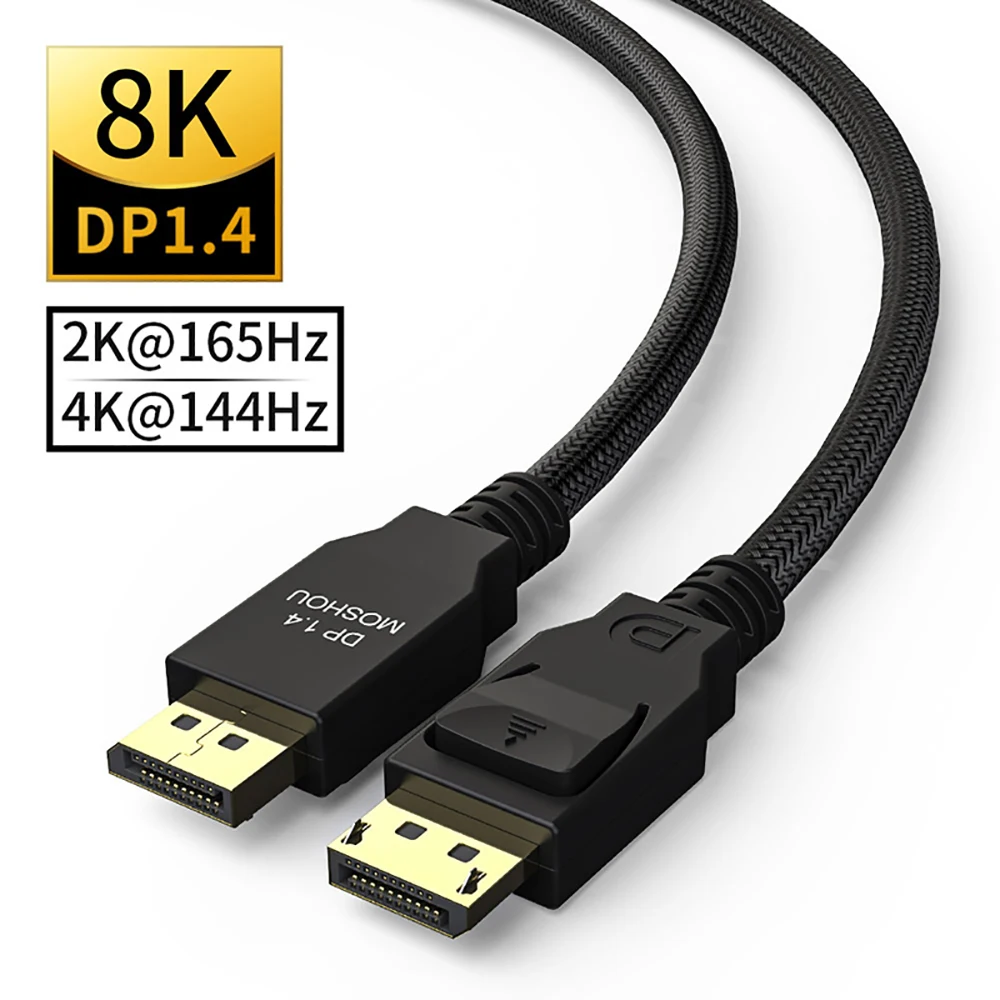 

MOSHOU DP 1.4 DisplayPort Cable Video Cables 8K@60Hz 4K 120Hz 2K@165Hz MOSHOU 32.4Gpbs 32bit HDR Displayport cable