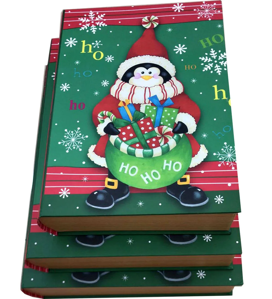 
Christmas pattern printed paper book shaped packaging box for holiday 