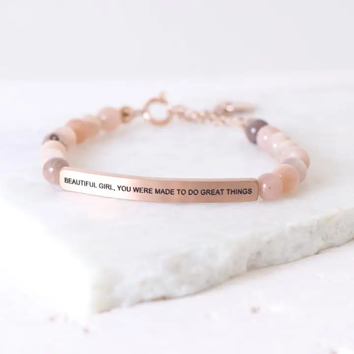 

Customized Inspirational Jade Natural Stone Bracelet Cuff Bangle Engraved Motivational Jewelry Gift For Women, Picture shows