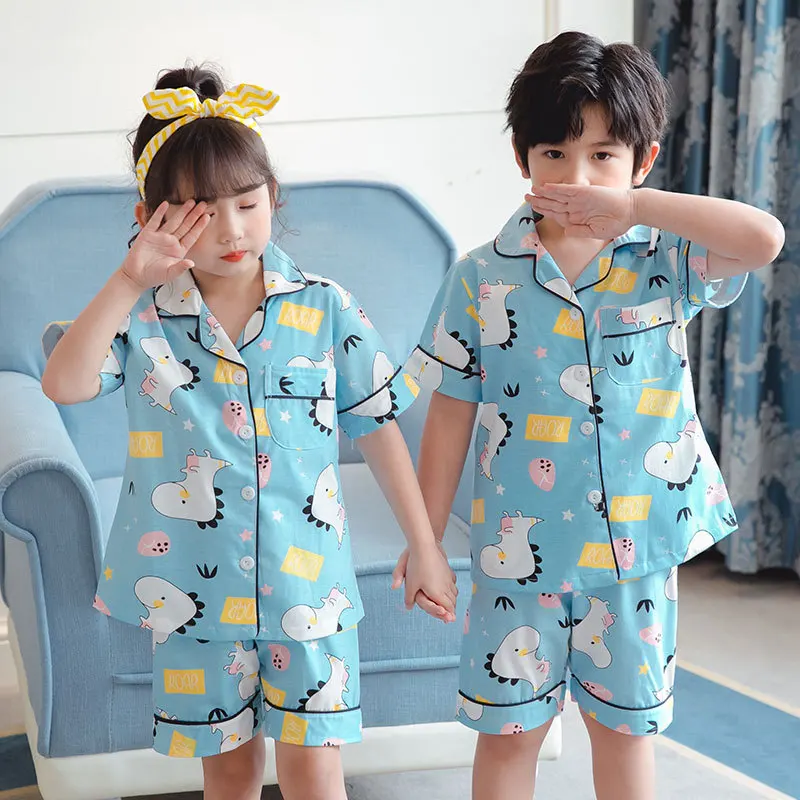 

Summer Night Suit Short Sleeve Sleep Wear Daster Murah Piyama Anak Pijama De Algodon Girls Pyjama Kid Pajama Set Boy Sleepwear