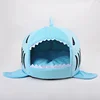 Wholesale Big Mouth Shark Sponge Plush Dog Bed Blue PP Cotton Mat Shark Shaped Bed For Dog