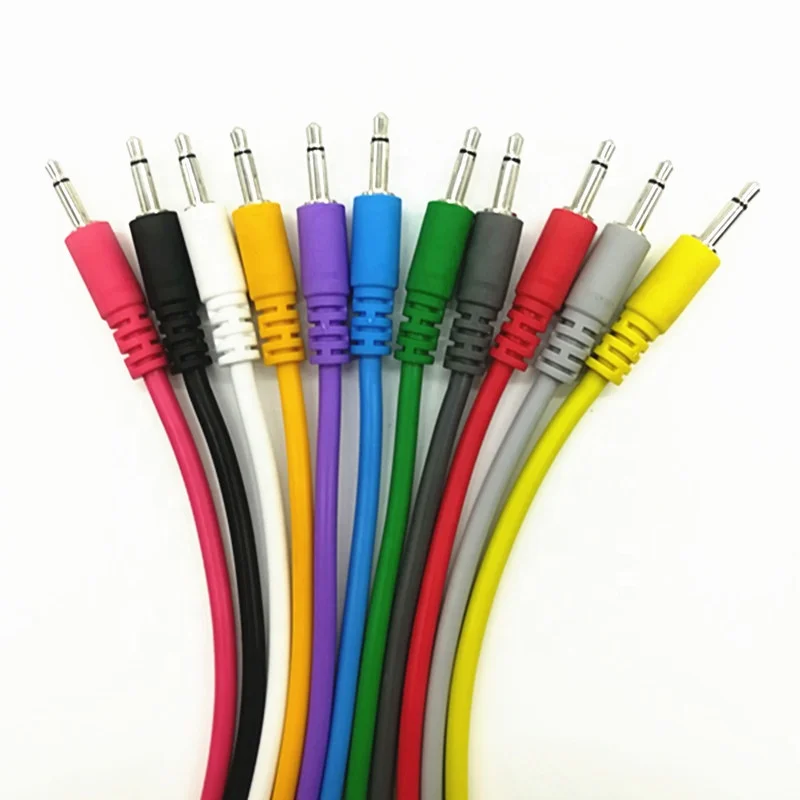 
wholesale manufacturer custom logo pvc connector mono Eurorack Modular patch 3.5mm audio video cable 