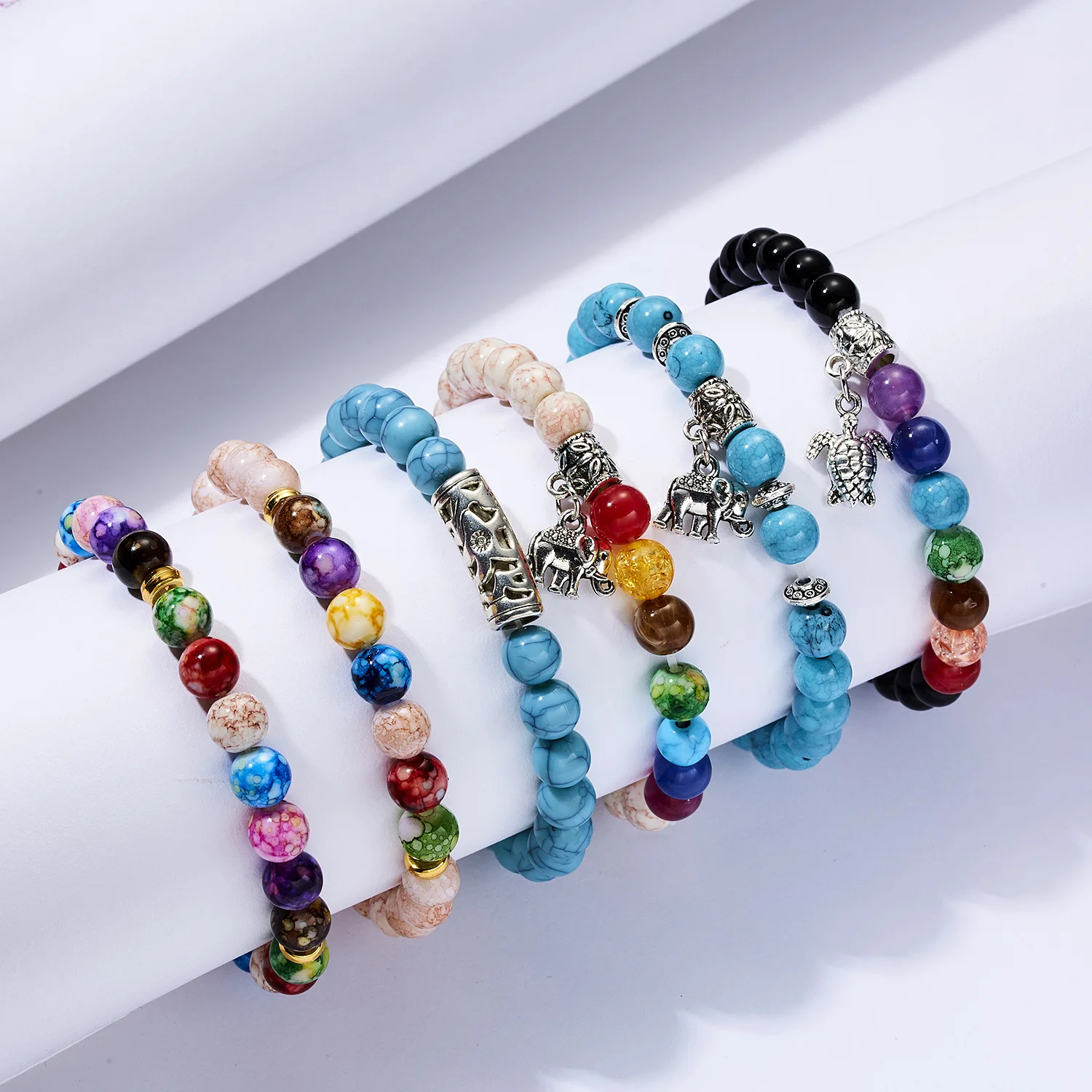 

Fashionable New Design Handmade 7MM Natural Stone Gemstone Bead Bracelet Personalized Bracelet, Muticolor
