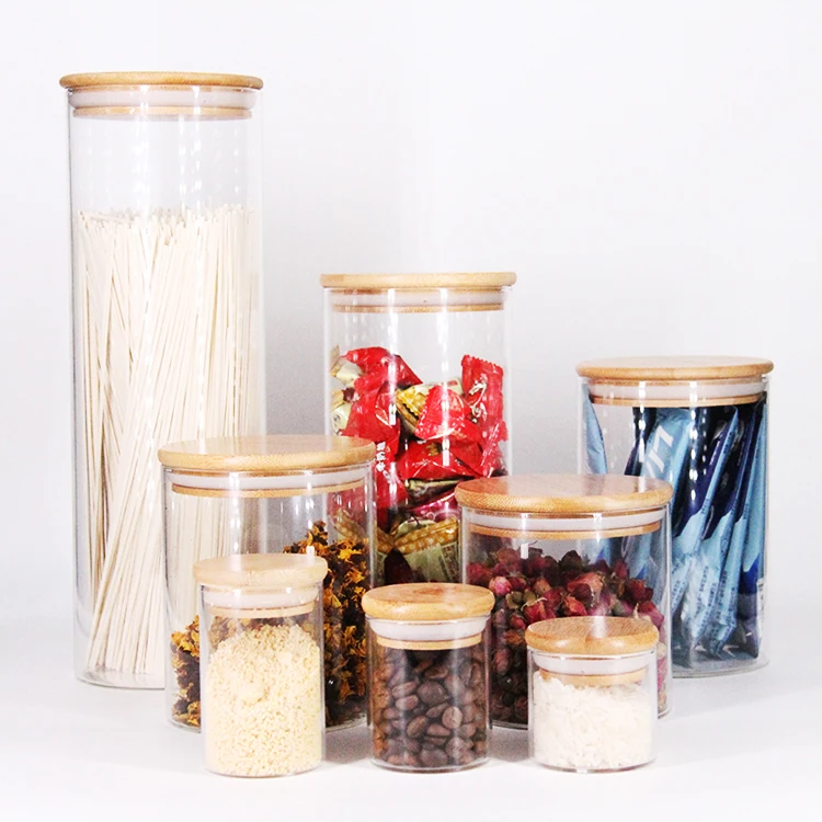

Best Selling Chinese Products round Coffee bean Sugar Glass Food Storage Jar Glass Set