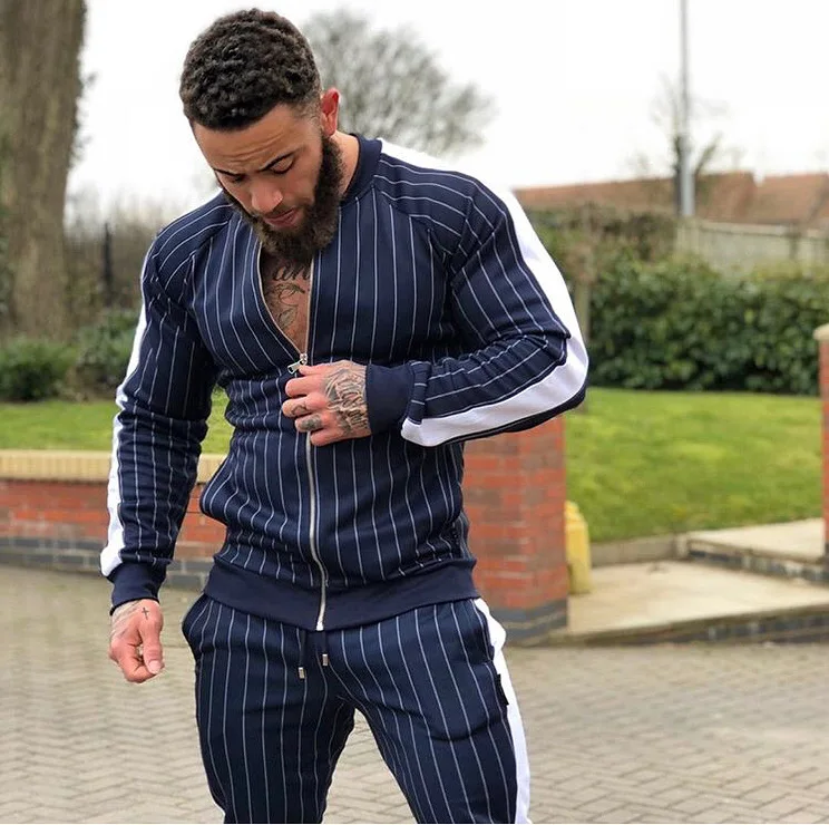 

high quality Mens Jogging Tracksuit Sweatsuit men Tracksuit Set Slim Fitted Gym Fitness