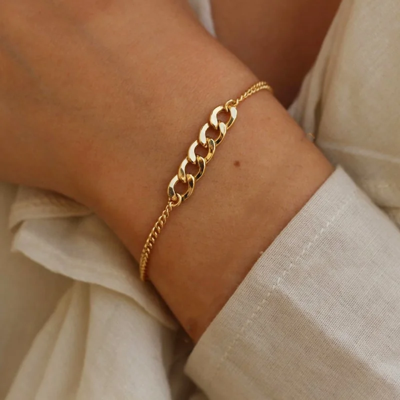 

Korea custom adjustable thin link chain gold silver chain bracelet, Gold/silver color