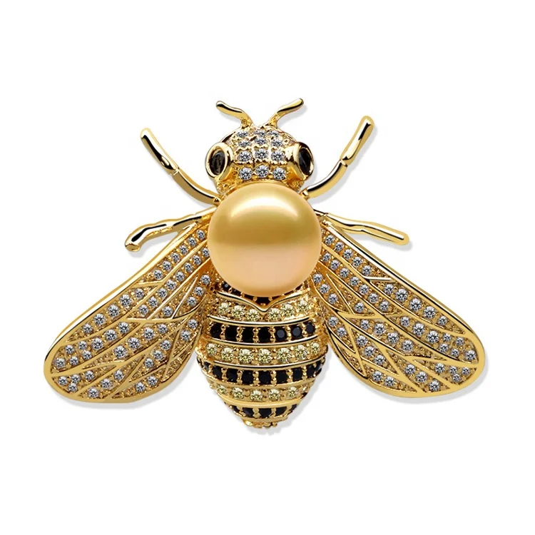 

XILIANGFEIZI Wholesale Fashion Pearl Brooch Shoe Buckle Pearl Crystal Jewelry Zircon Brooch Bee Brooches