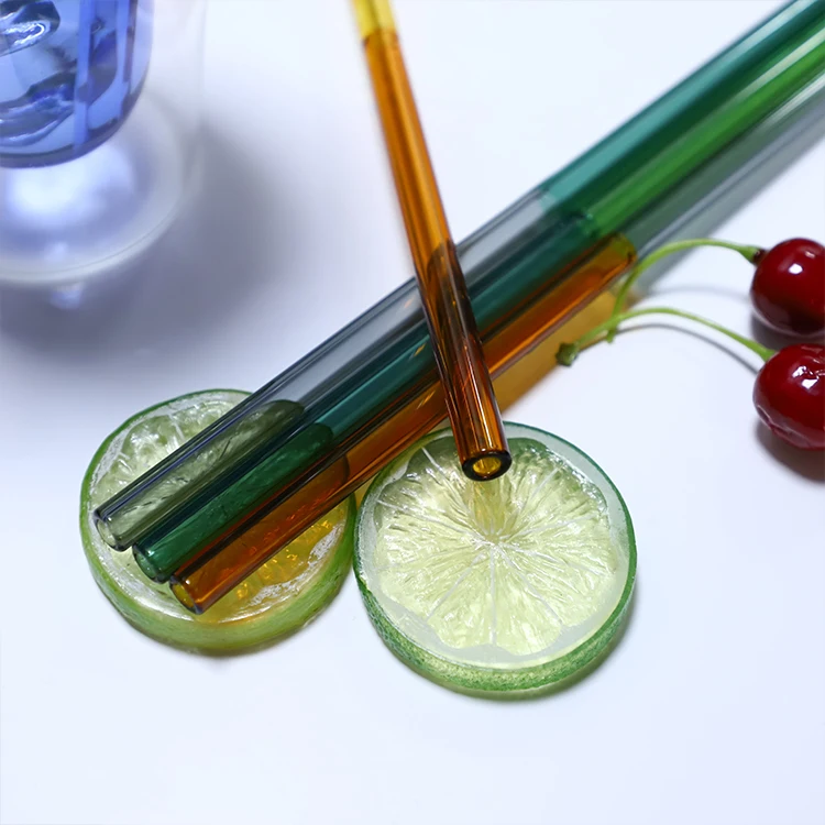 

custom eco color changing borosilicate drinking glass straw