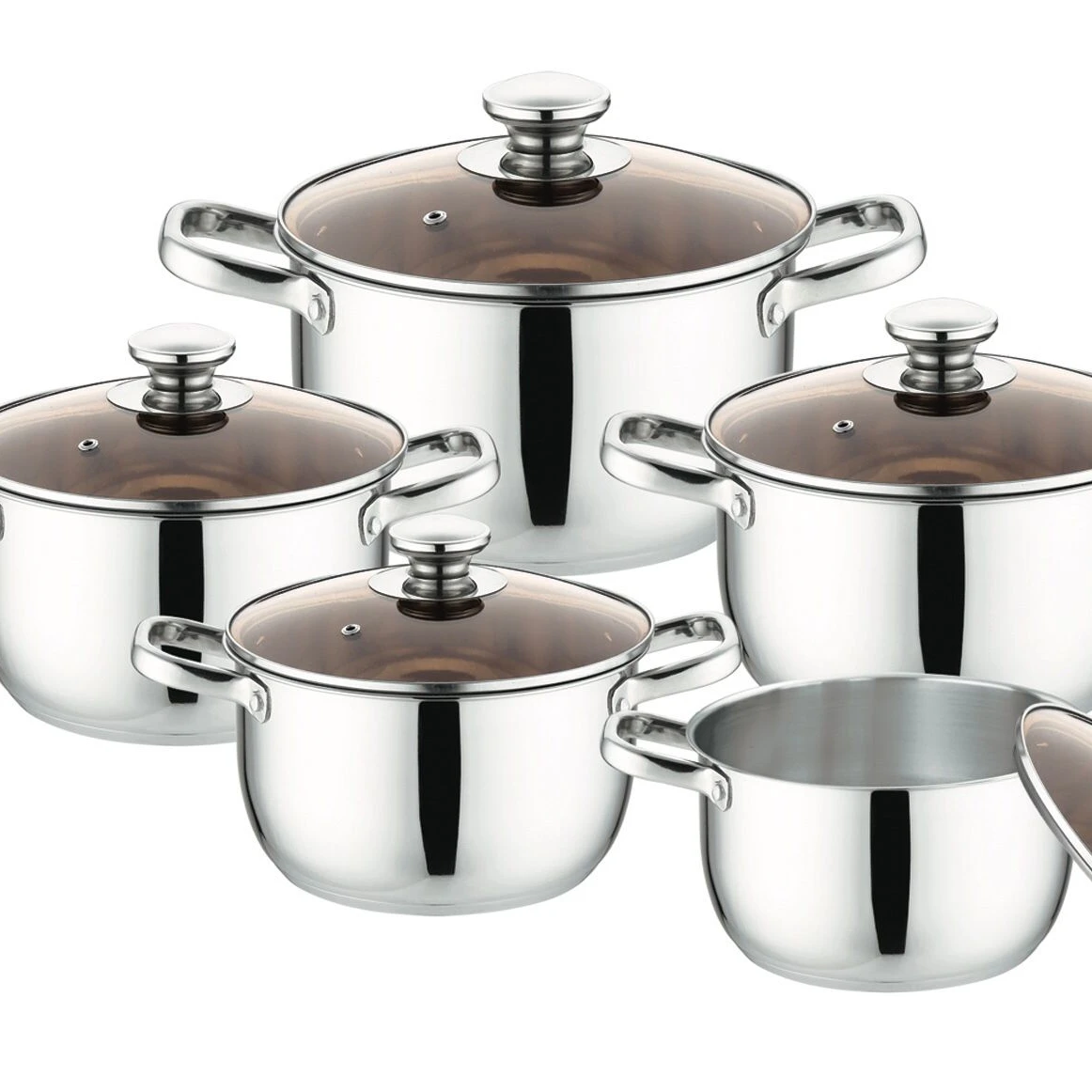

HanFa 10pcs double handle stainless steel non-stick induction cookware set