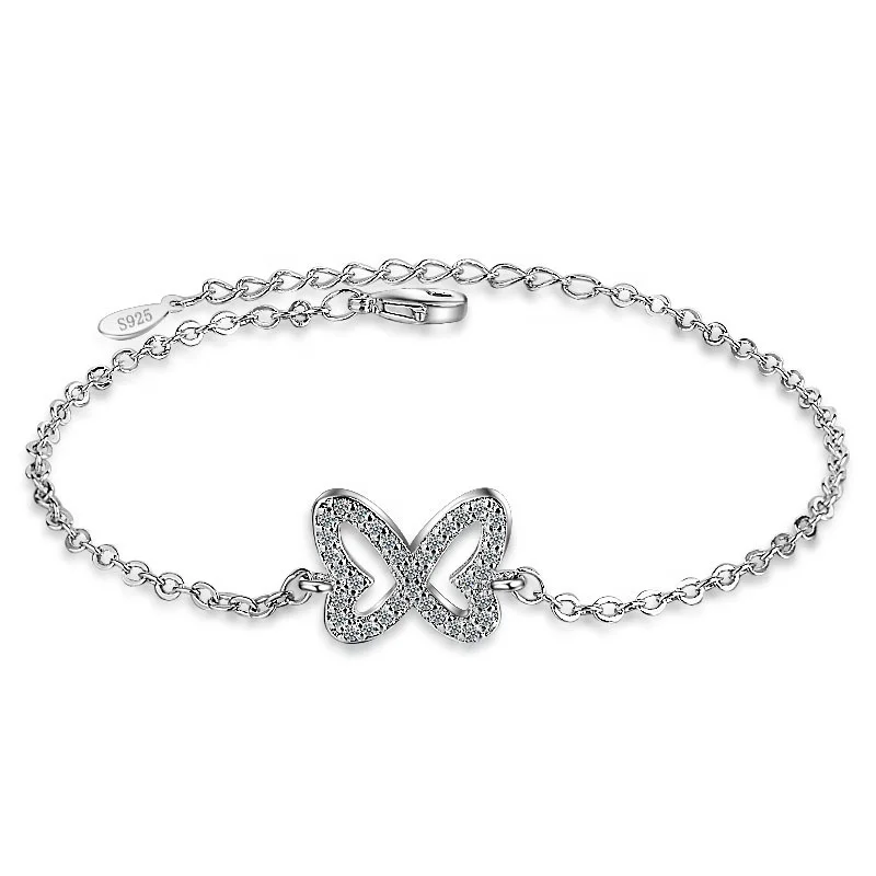 

Free Shipping To China USA Bracelet Jewelry Plated 18K White Gold Charm Butterfly Bracelet For Girl