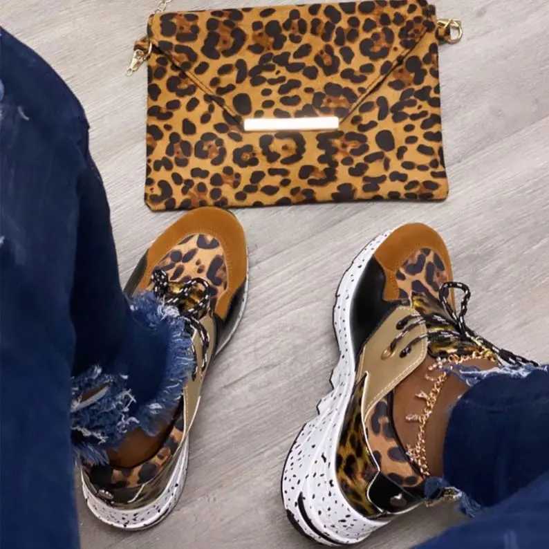 

casual ladies leopard sneakers for Women sport walking shoes women's fashion sneakers, Pictured