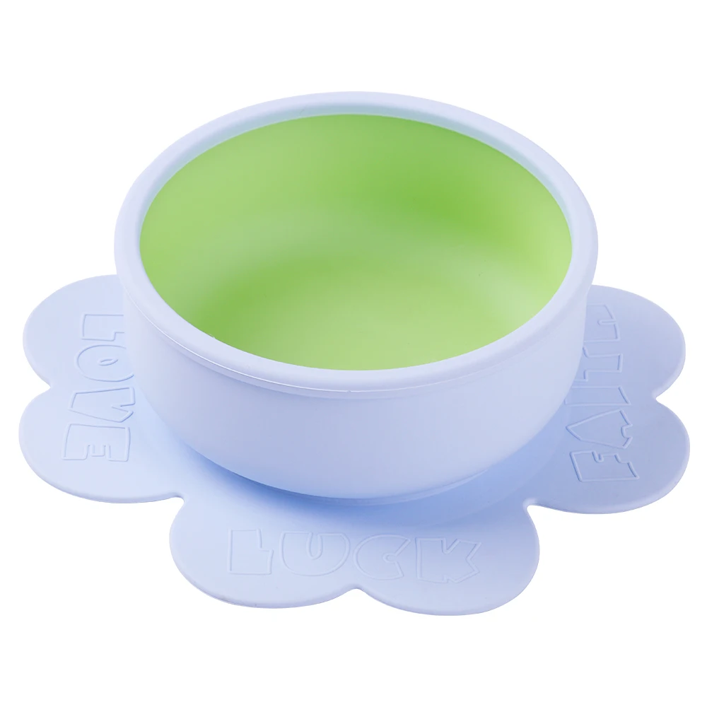 

2021 Hot Sales Anti Slip Suction Baby Silicone Baby Food Serving Plate Bowls For Toddlers 4 Leaf-Clover Shape, Blue