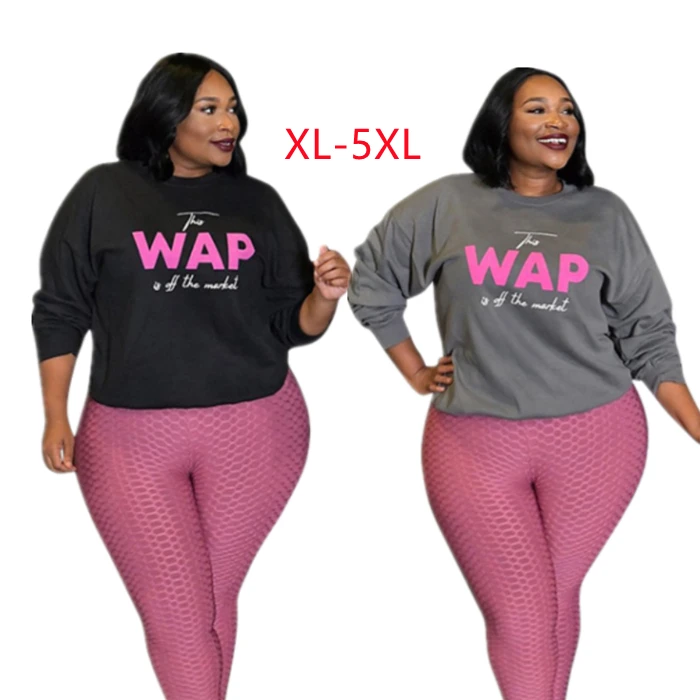 

Fall Winter Women's Top Long Sleeve crew neck Sweatshirt WAP Printing Oversize Plus size Pullover