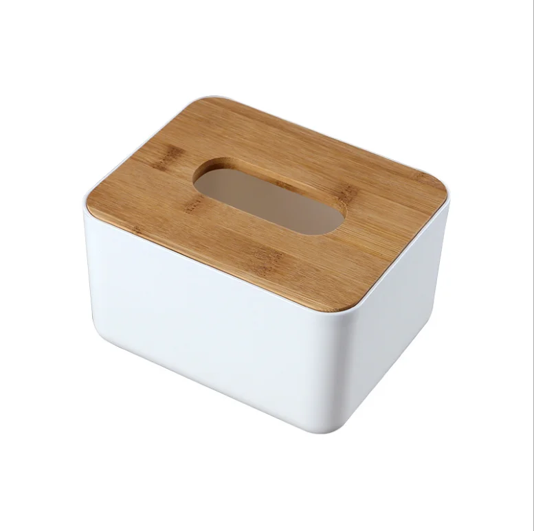 

High quality acrylic tissue box with wooden lid for home restaurant