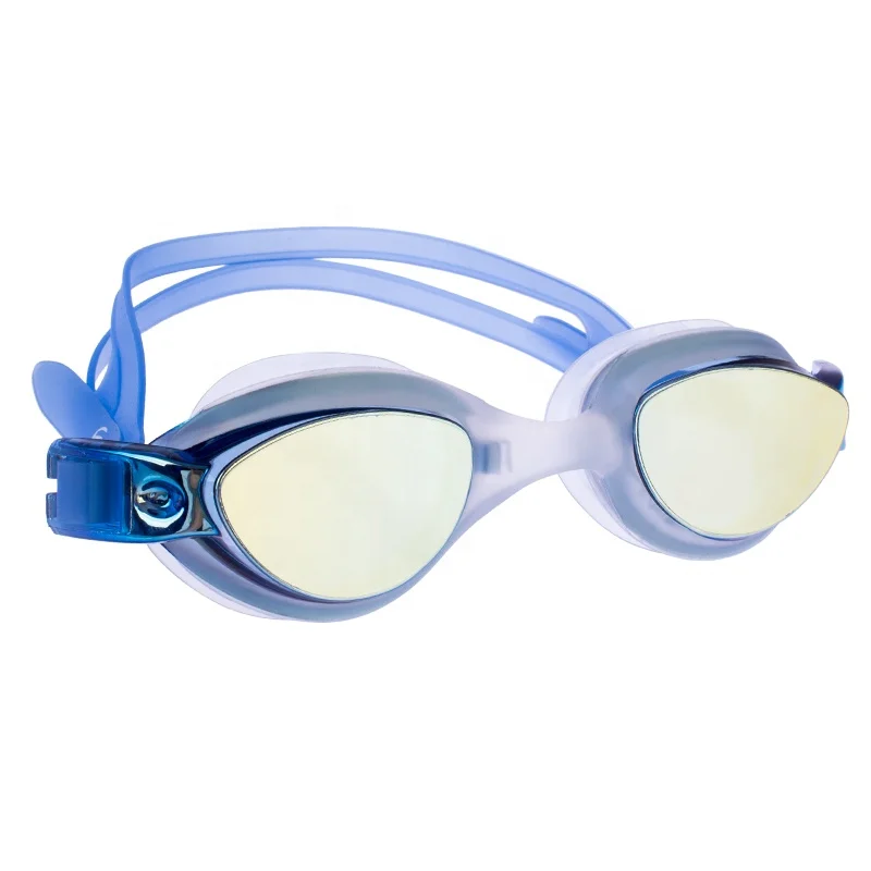 

New design antifog mirror coated blue professional racing swimming goggles