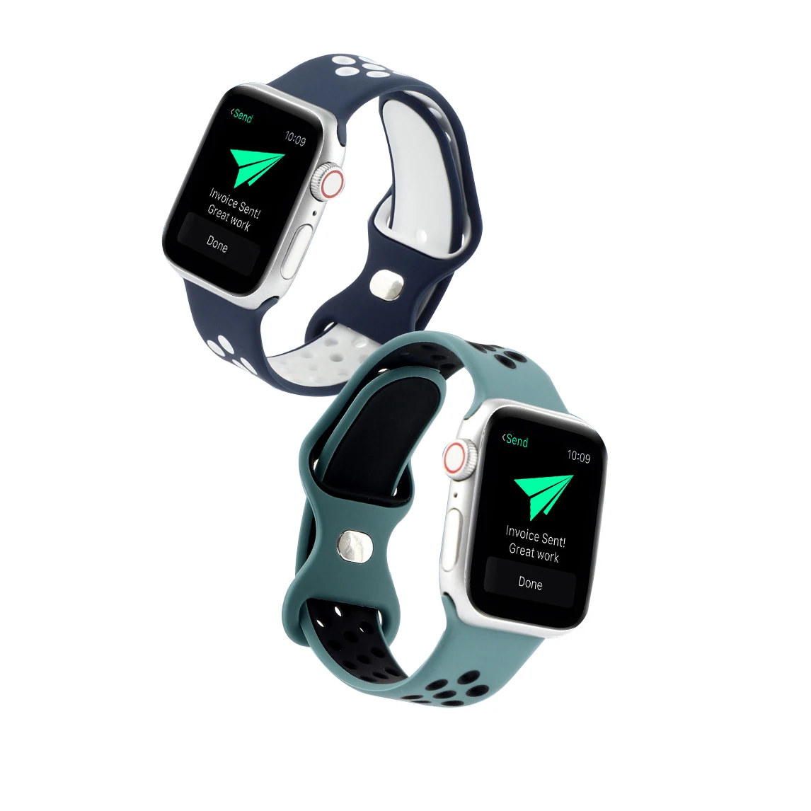 

Fashion Two Color Sports Strap For Apple Watch Silicone Butterfly Buckle Watch Band For Iwatch 1/2/3/4/5/6 SE, 20colors