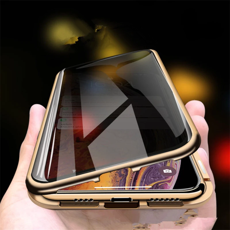

2019 Anti-peep Double Side Privacy Magnetic Phone Cover for iphone XR XS MAX Thin Anti-Spy Screen 360 Full Protective phone case, Just as following photos