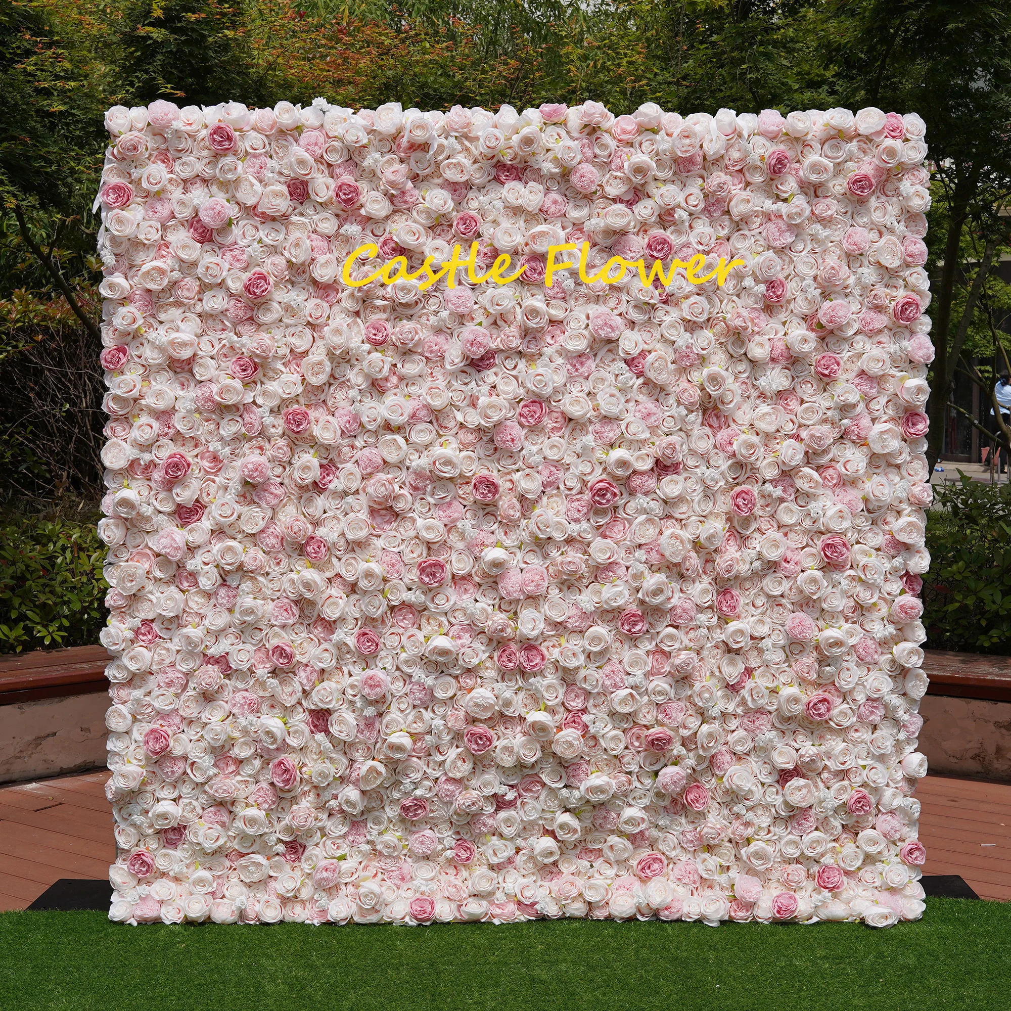 

O-X205 Cloth Base Flower Backdrop Wedding Decor Flower Panel Wall Decoration Custom Floral Roses Peonies Artificial Flowers Wall