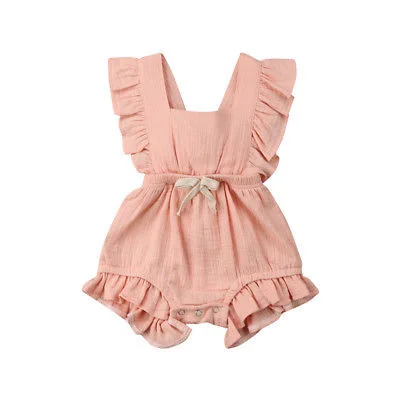 

Toddler Newborn Baby Girl Ruffle Solid Color Romper Bodysuit Jumpsuit Outfits eco-friendly baby rompers, 11 color