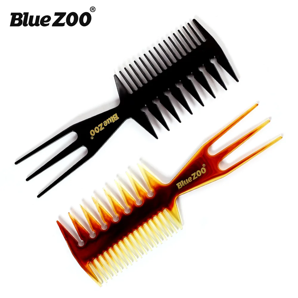 

Blue ZOO structure super style detangling tool comb double fish hair trimmer comb for natural hair slicked back style, Black, amber