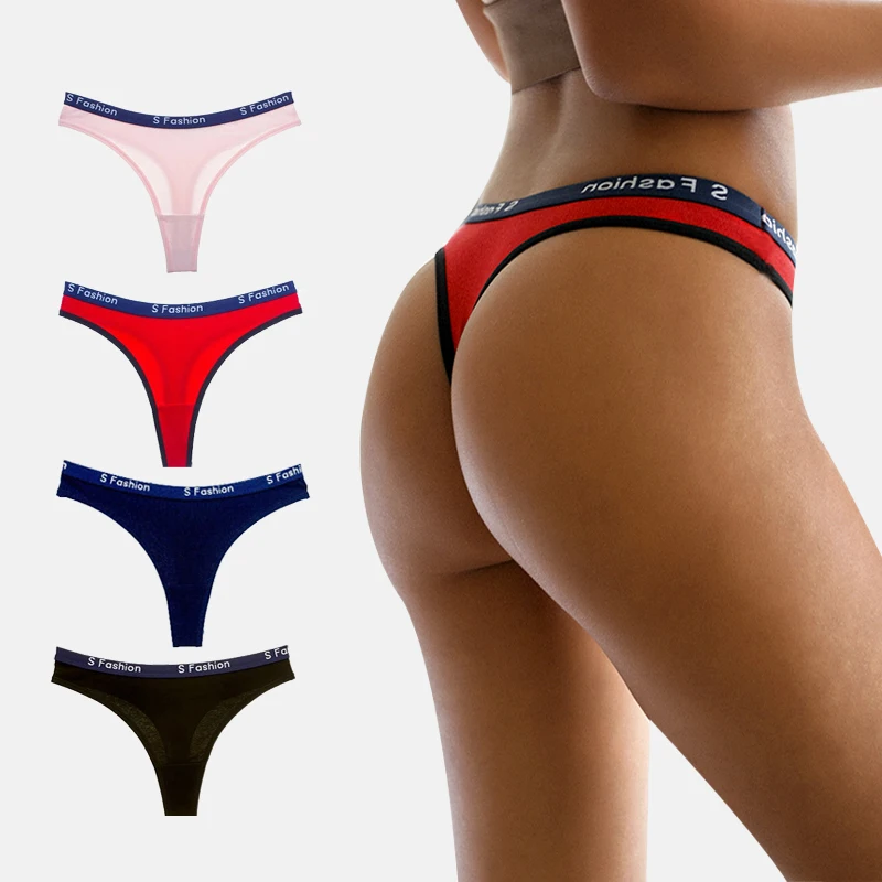 

Trendy Thong Panties Tanga Panties Hipster Women Cotton Seamless Underwear Sexy Letter Print Thong Panty T Back, Multicolor